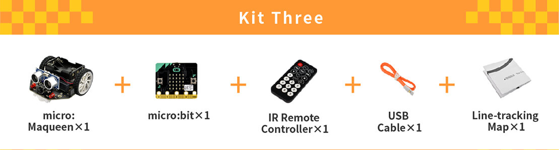 micro: Maqueen (with micro:bit/IR Remote Controller), micro: Maqueen, micro:bit, IR Remote Controller